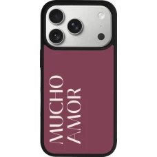 Coque iPhone 17 Pro - Silicone rigide noir Valentine 2024 mucho amor rosado