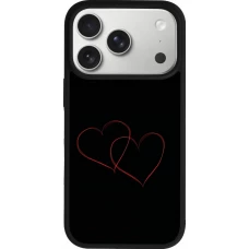 Coque iPhone 18 Pro / 17 Pro - Silicone rigide noir Valentine 2023 attached heart
