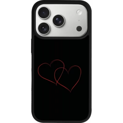 Coque iPhone 18 Pro / 17 Pro - Silicone rigide noir Valentine 2023 attached heart