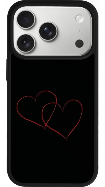 Coque iPhone 17 Pro - Silicone rigide noir Valentine 2023 attached heart