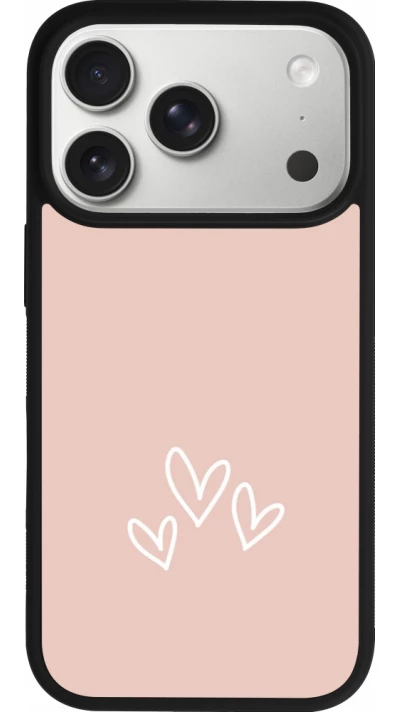 Coque iPhone 17 Pro - Silicone rigide noir Valentine 2023 three minimalist hearts