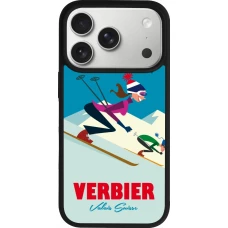 Coque iPhone 17 Pro - Silicone rigide noir Verbier Ski Downhill