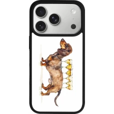Coque iPhone 17 Pro - Silicone rigide noir Wine Teckel