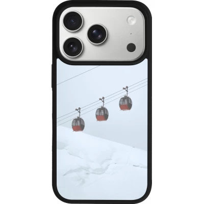 Coque iPhone 18 Pro / 17 Pro - Silicone rigide noir Winter 22 ski lift
