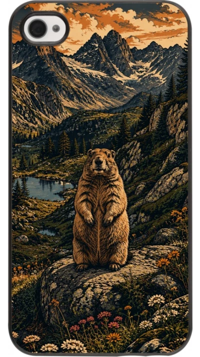 iPhone 4/4s Case Hülle - Linocut Murmeltier
