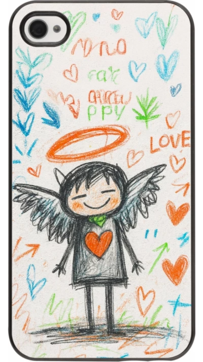 iPhone 4/4s Case Hülle - Little Angel Sketch Love
