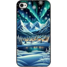 iPhone 4/4s Case Hülle - Verschneites Bergdorf am See in der Nacht