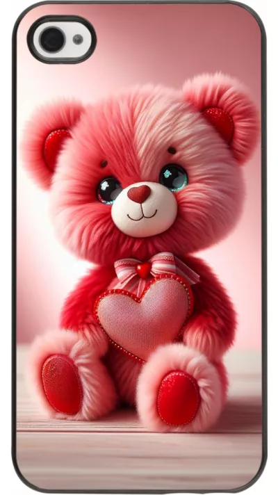 iPhone 4/4s Case Hülle - Valentin 2024 Rosaroter Teddybär