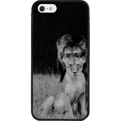 Coque iPhone 5/5s / SE (2016) - Silicone rigide noir Angry lions