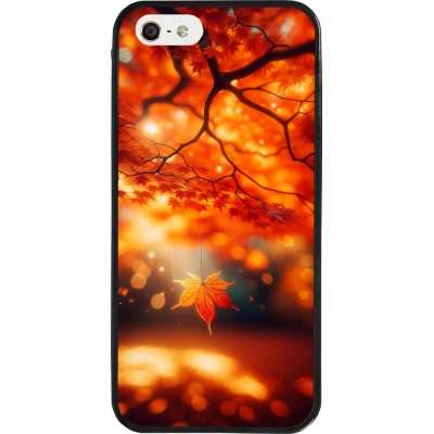 iPhone 5/5s / SE (2016) Case Hülle - Silikon schwarz Herbst Magisch Orange