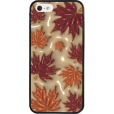 Coque iPhone 5/5s / SE (2016) - Silicone rigide noir Autumn 26 3D leaves