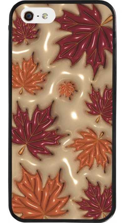 Coque iPhone 5/5s / SE (2016) - Silicone rigide noir Autumn 26 3D leaves