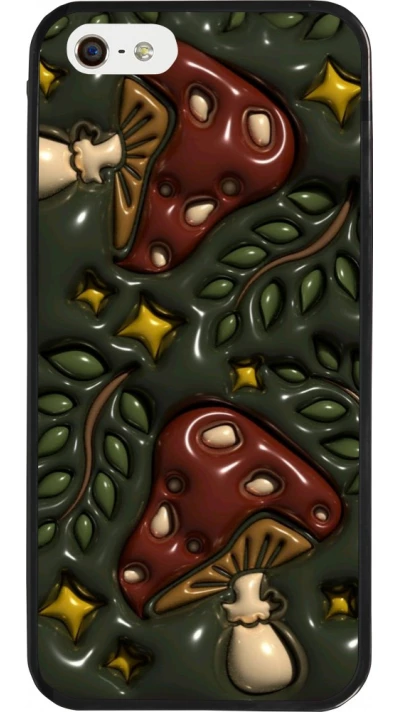 Coque iPhone 5/5s / SE (2016) - Silicone rigide noir Autumn 26 3D mushrooms