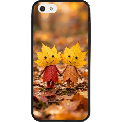 iPhone 5/5s / SE (2016) Case Hülle - Silikon schwarz Autumn 26 Couple of leaves