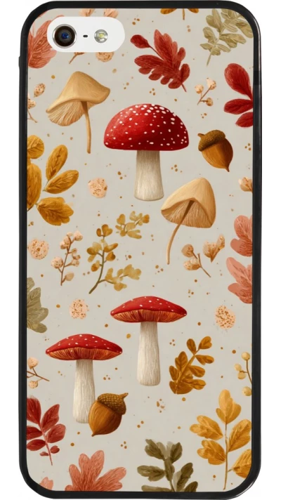 Coque iPhone 5/5s / SE (2016) - Silicone rigide noir Autumn 26 Mushrooms and leaves