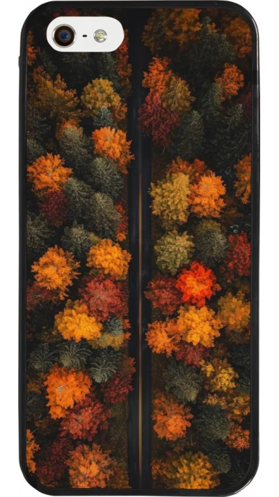 Coque iPhone 5/5s / SE (2016) - Silicone rigide noir Autumn 26 Road in autumn