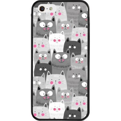 iPhone 5/5s / SE (2016) Case Hülle - Silikon schwarz Katzenschwärme
