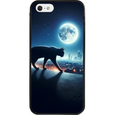 iPhone 5/5s / SE (2016) Case Hülle - Silikon schwarz Schwarze Katze unter dem Vollmond