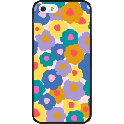 Coque iPhone 5/5s / SE (2016) - Silicone rigide noir Easter 2024 flower power