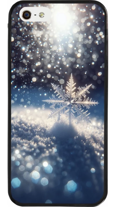 iPhone 5/5s / SE (2016) Case Hülle - Silikon schwarz Schneeflocke Solar Glanz