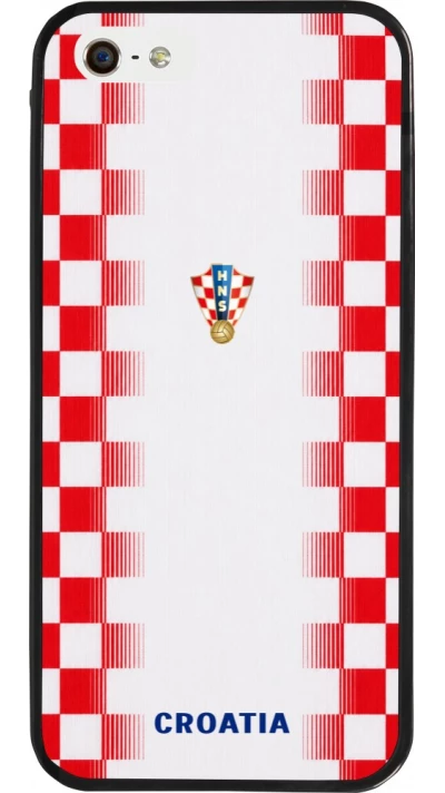 iPhone 5/5s / SE (2016) Case Hülle - Silikon schwarz Kroatien 2026 personalisierbares Fussballtrikot