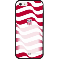 Coque iPhone 5/5s / SE (2016) - Silicone rigide noir Maillot de football États-Unis 2026 personnalisable