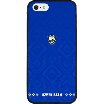 Coque iPhone 5/5s / SE (2016) - Silicone rigide noir Maillot de football Ouzbékistan 2026 personnalisable
