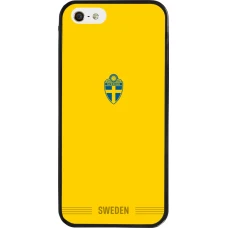 Coque iPhone 5/5s / SE (2016) - Silicone rigide noir Maillot de football Suède 2026 personnalisable