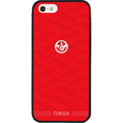 Coque iPhone 5/5s / SE (2016) - Silicone rigide noir Maillot de football Tunisie 2026 personnalisable