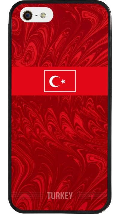 iPhone 5/5s / SE (2016) Case Hülle - Silikon schwarz Türkei 2026 personalisierbares Fussballtrikot