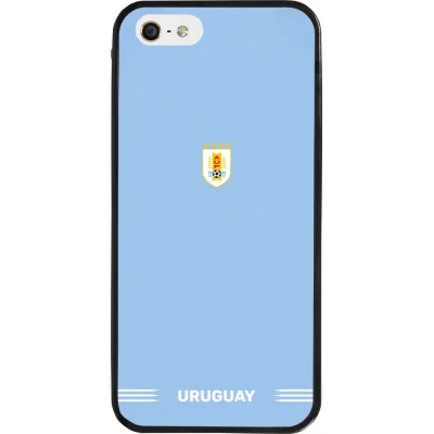 Coque iPhone 5/5s / SE (2016) - Silicone rigide noir Maillot de football Uruguay 2026 personnalisable