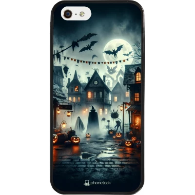 iPhone 5/5s / SE (2016) Case Hülle - Silikon schwarz Halloween Spukstadt