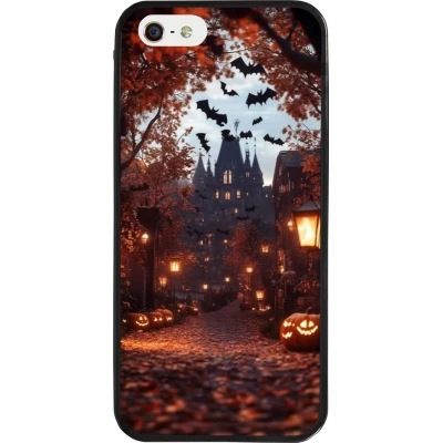 iPhone 5/5s / SE (2016) Case Hülle - Silikon schwarz Halloween 2025 Haunted house