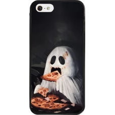 Coque iPhone 5/5s / SE (2016) - Silicone rigide noir Halloween 2026 Ghost eating pizza
