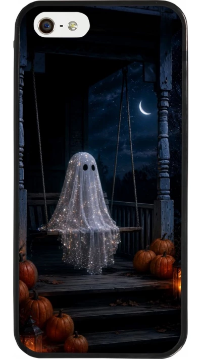 Coque iPhone 5/5s / SE (2016) - Silicone rigide noir Halloween 2026 Ghost on a swing