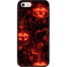 Coque iPhone 5/5s / SE (2016) - Silicone rigide noir Halloween 2026 Pattern Halloween