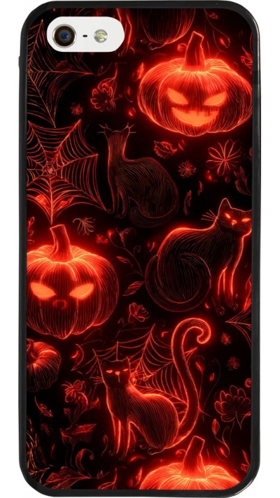Coque iPhone 5/5s / SE (2016) - Silicone rigide noir Halloween 2026 Pattern Halloween