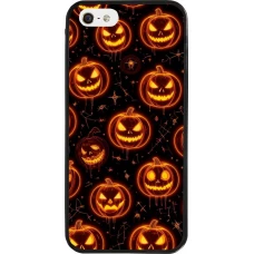 Coque iPhone 5/5s / SE (2016) - Silicone rigide noir Halloween 2026 Pattern Pumpkins