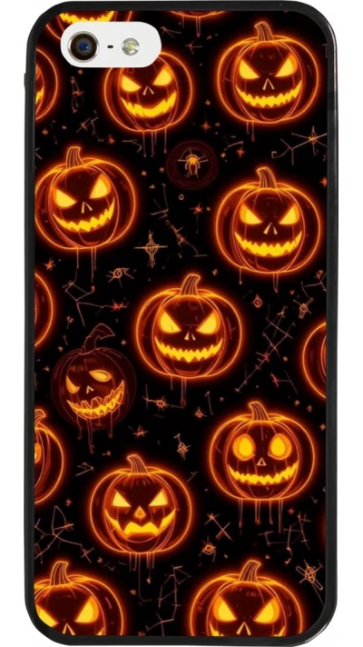 Coque iPhone 5/5s / SE (2016) - Silicone rigide noir Halloween 2026 Pattern Pumpkins