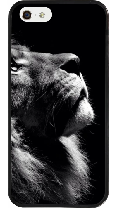 iPhone 5/5s / SE (2016) Case Hülle - Silikon schwarz Lion looking up