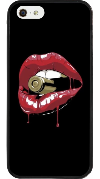 iPhone 5/5s / SE (2016) Case Hülle - Silikon schwarz Lips bullet