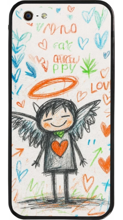 iPhone 5/5s / SE (2016) Case Hülle - Silikon schwarz Little Angel Sketch Love