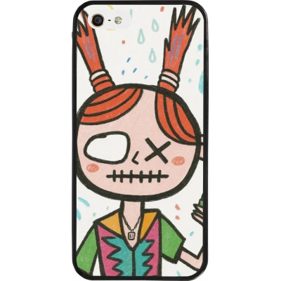 iPhone 5/5s / SE (2016) Case Hülle - Silikon schwarz Little Girl Sketch