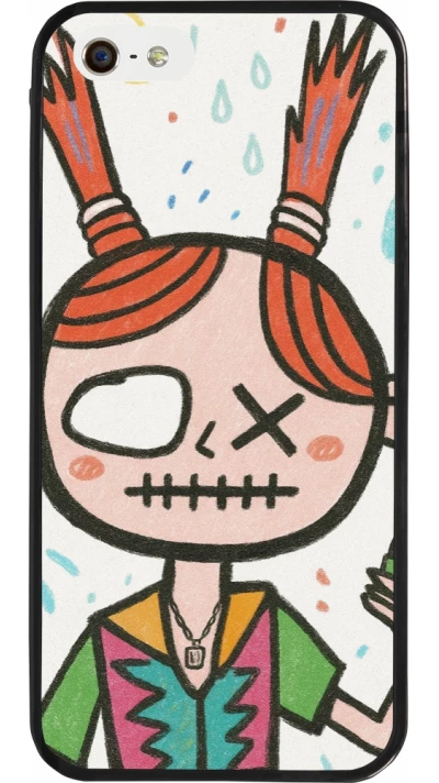 iPhone 5/5s / SE (2016) Case Hülle - Silikon schwarz Little Girl Sketch