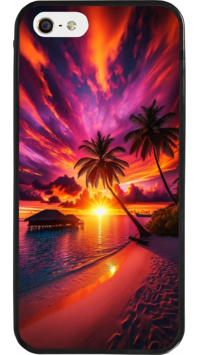 iPhone 5/5s / SE (2016) Case Hülle - Silikon schwarz Malediven Abenddämmerung Glückseligkeit