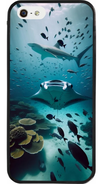 iPhone 5/5s / SE (2016) Case Hülle - Silikon schwarz Manta Lagune Reinigung