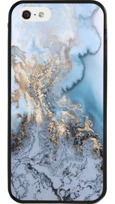 iPhone 5/5s / SE (2016) Case Hülle - Silikon schwarz Marble 04