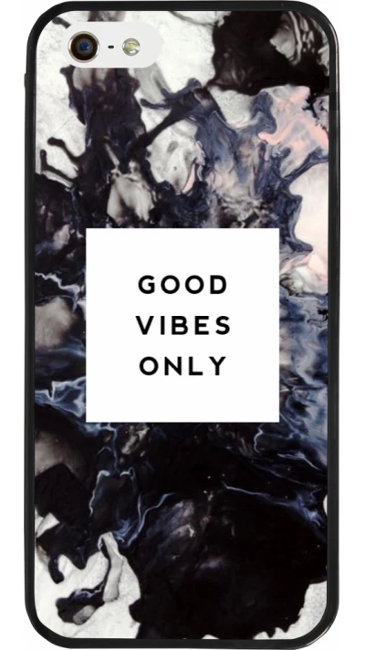 iPhone 5/5s / SE (2016) Case Hülle - Silikon schwarz Marble Good Vibes Only