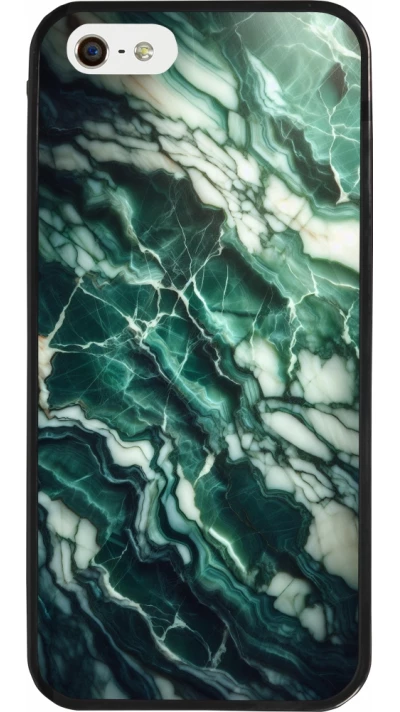 iPhone 5/5s / SE (2016) Case Hülle - Silikon schwarz Majestätischer grüner Marmor