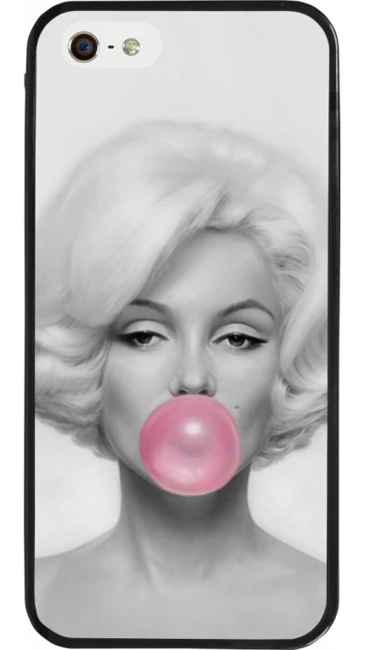 iPhone 5/5s / SE (2016) Case Hülle - Silikon schwarz Marilyn Bubble